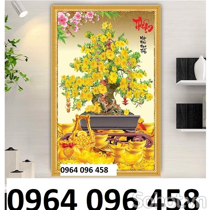 Tranh gạch 3d hoa mai vàng - BVCC4