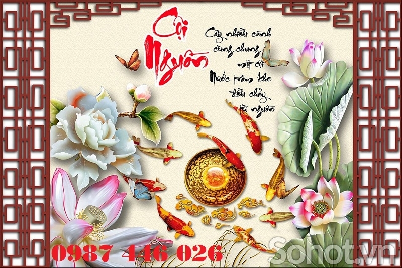 Tranh gạch men cá chép HP727