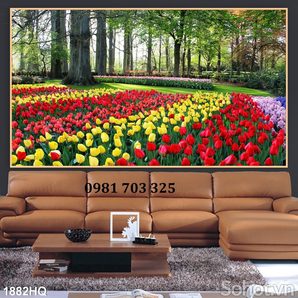 Tranh gạch 3D phong cảnh vườn hoa