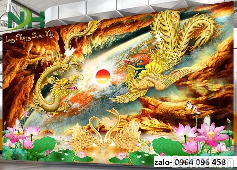Tranh gạch 3d rồng phượng - SXNB6