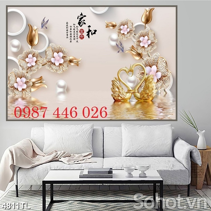 Tranh gạch men 3d phòng khách HP6282