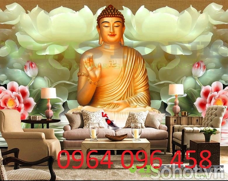 Tranh gạch ốp tường phòng thờ phật - KX32