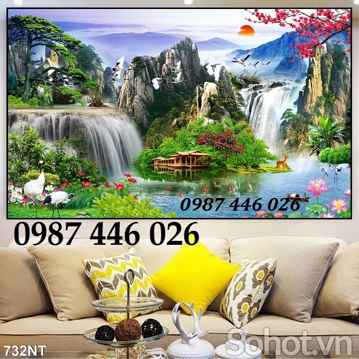 Gạc tranh thác nước ốp tường