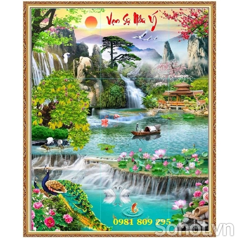 Gạch 3d , tranh 3d thác nước sơn thủy GP352