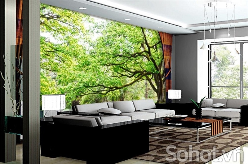 Tranh rừng cây 3d - tranh gạch 3d từng cây - MCX22