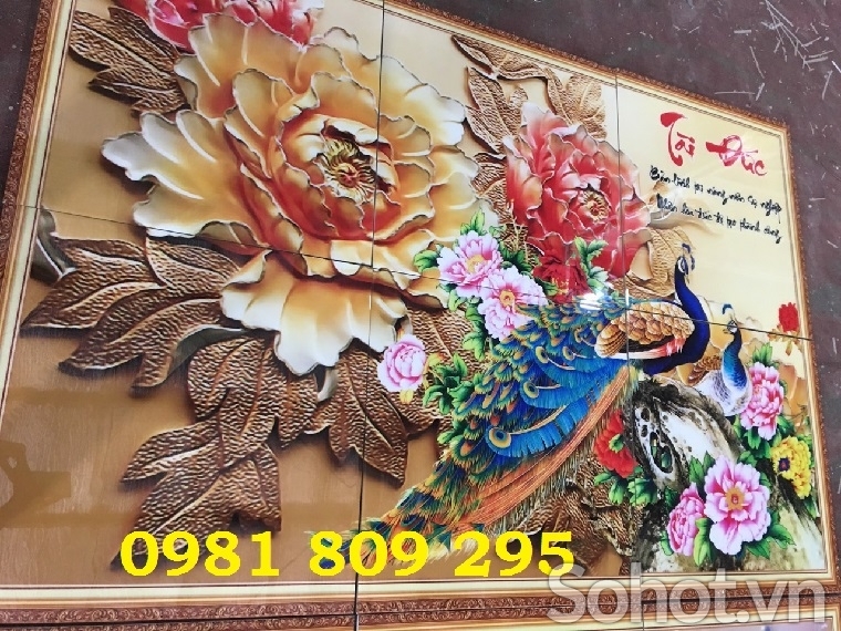 Tranh giả ngọc, tranh gạch  hoa mẫu đơn