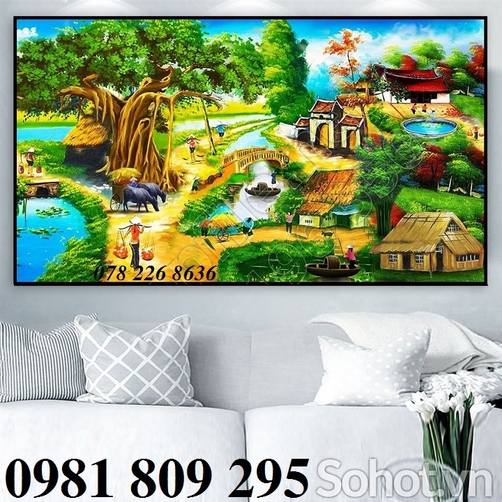 Tranh gạch 3d phong cảnh đồng quê