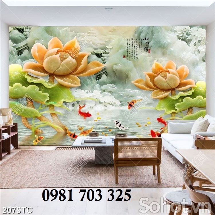 Tranh gạch 3d hoa mẫu đơn trang trí