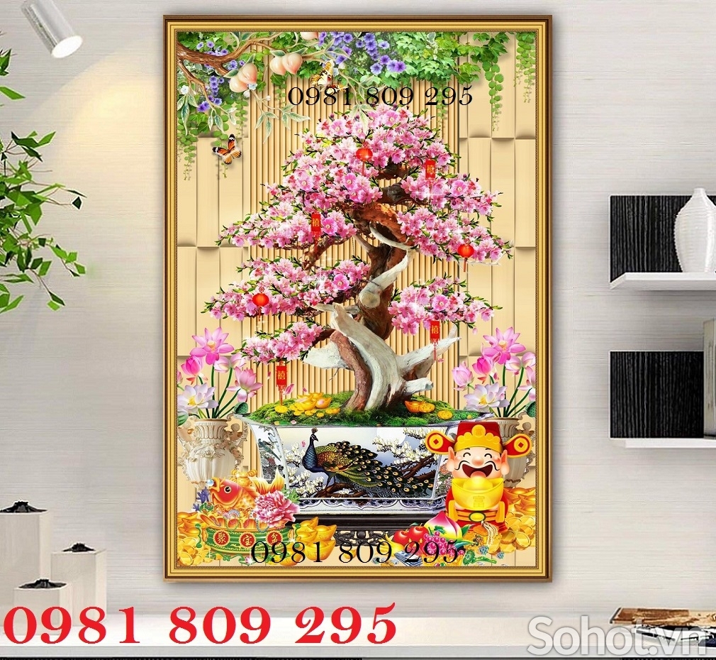 Tranh gạch 3d hoa đào