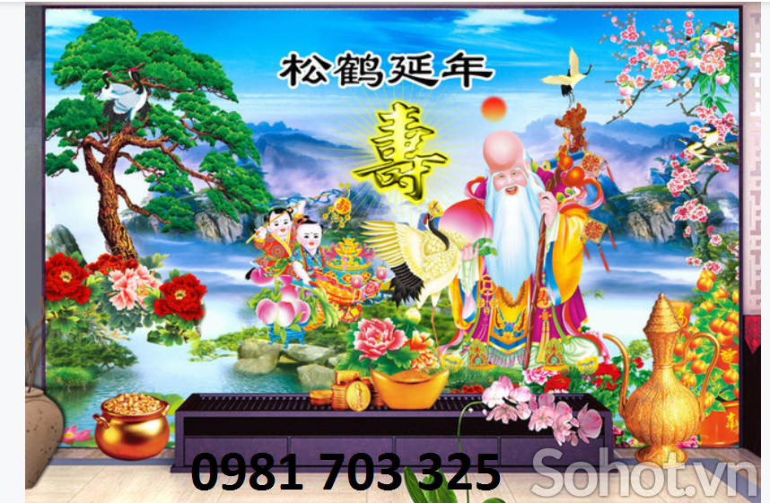 Tranh 3D phúc lộc thọ- gạch tranh 3D