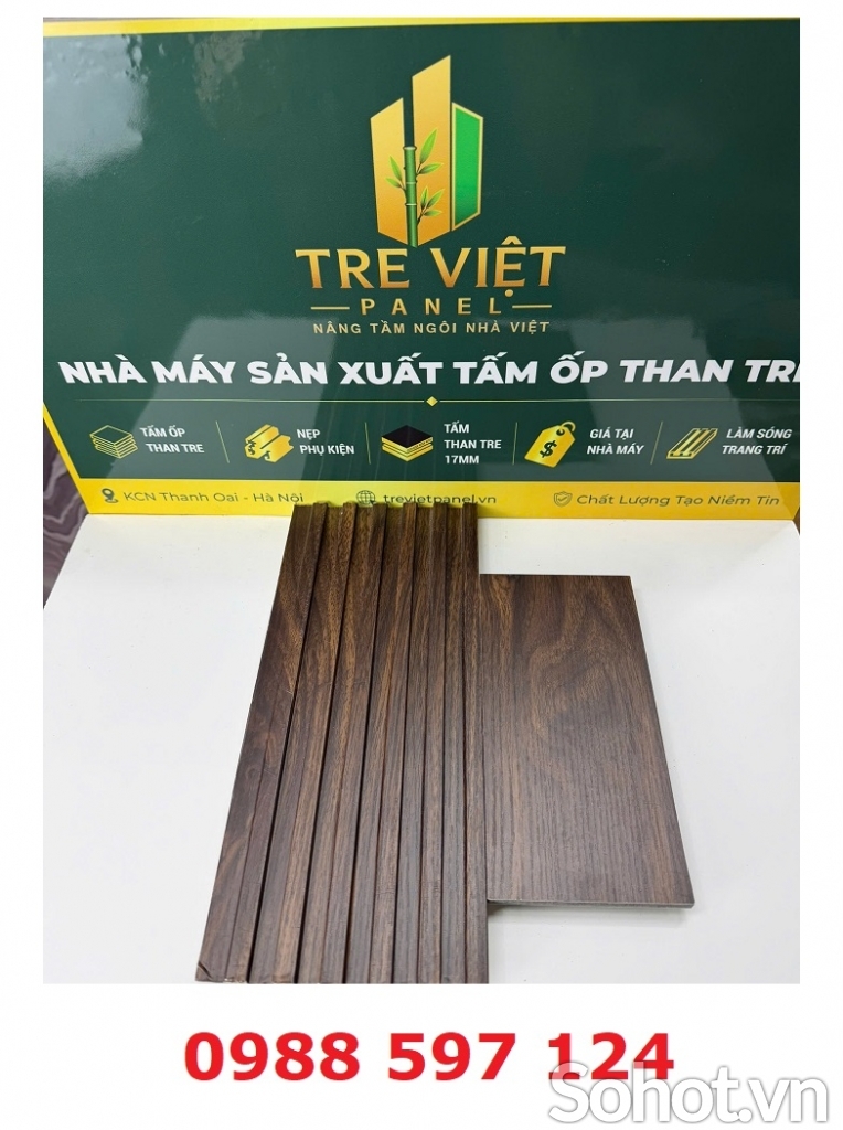 Ốp tường than tre lam sóng vân gỗ