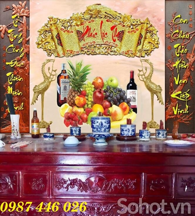 Tranh gạch men phòng thờ đẹp HP8623