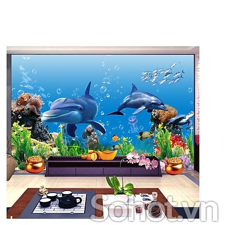Tranh gạch 3d cá heo đại dương - GDX22