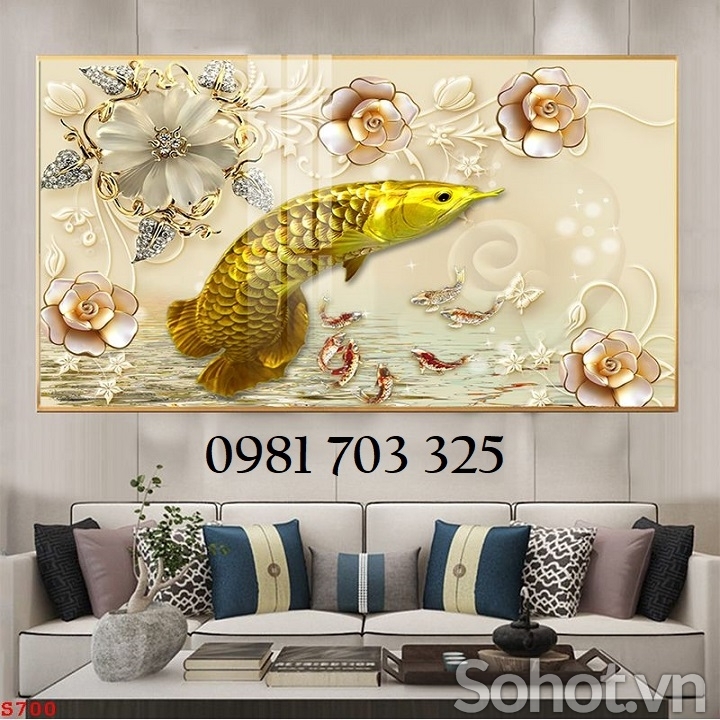 Tranh gạch cá chép 3D trang trí