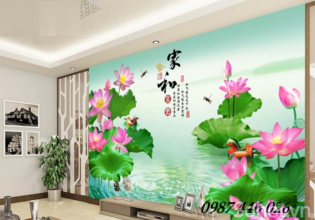 Gạch tranh hoa sen 3d HP87272