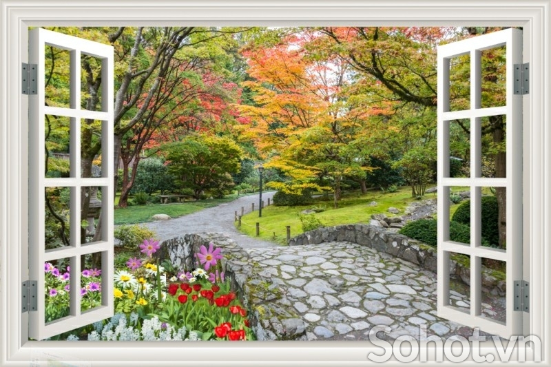Tranh cửa sổ 3d - tranh gạch 3d cửa sổ - LDS32