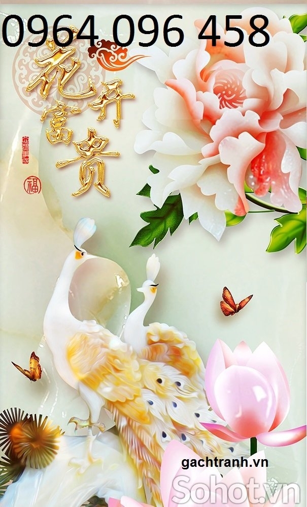 Tranh gạch 3d chim công - QPVC44
