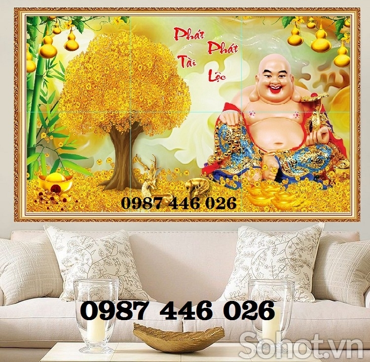 Tranh gạch men cây tiền lộc vàng HP9822