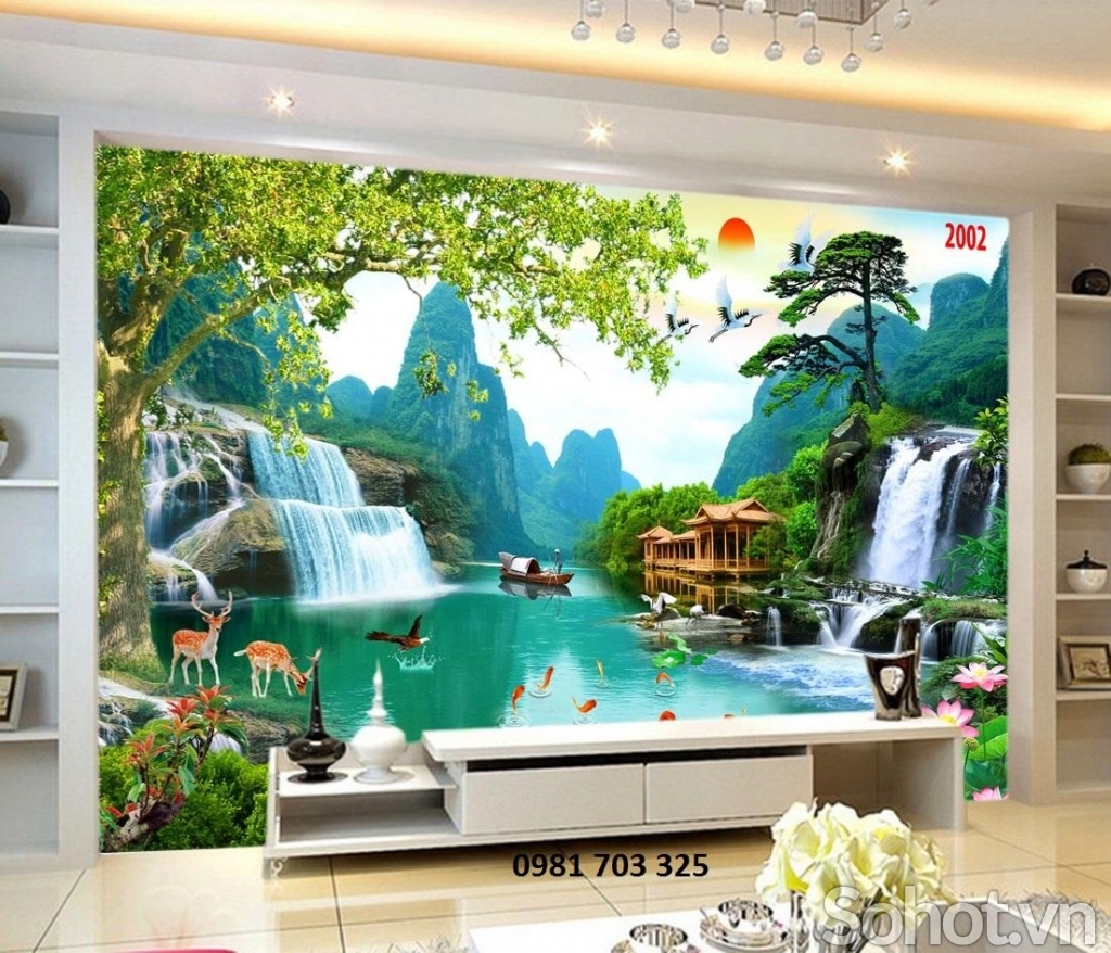 Gạch tranh đẹp thác nước