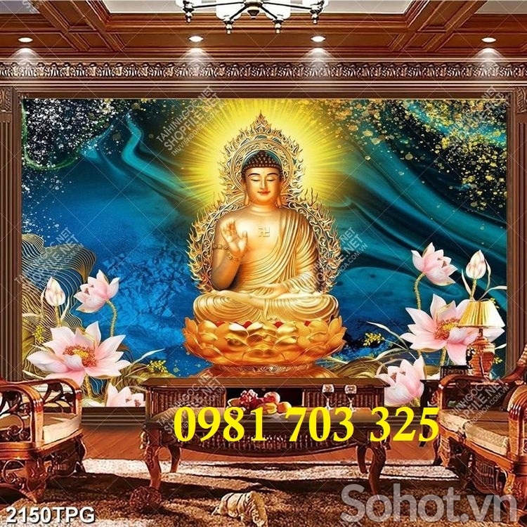 Tranh Phật ốp phòng thờ, gạch tranh 3D
