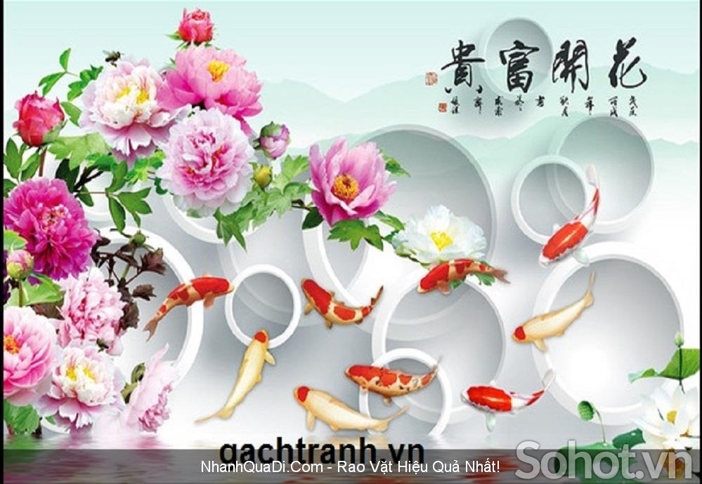 Tranh gạch 3d hoa mẫu đơn - XNCV63