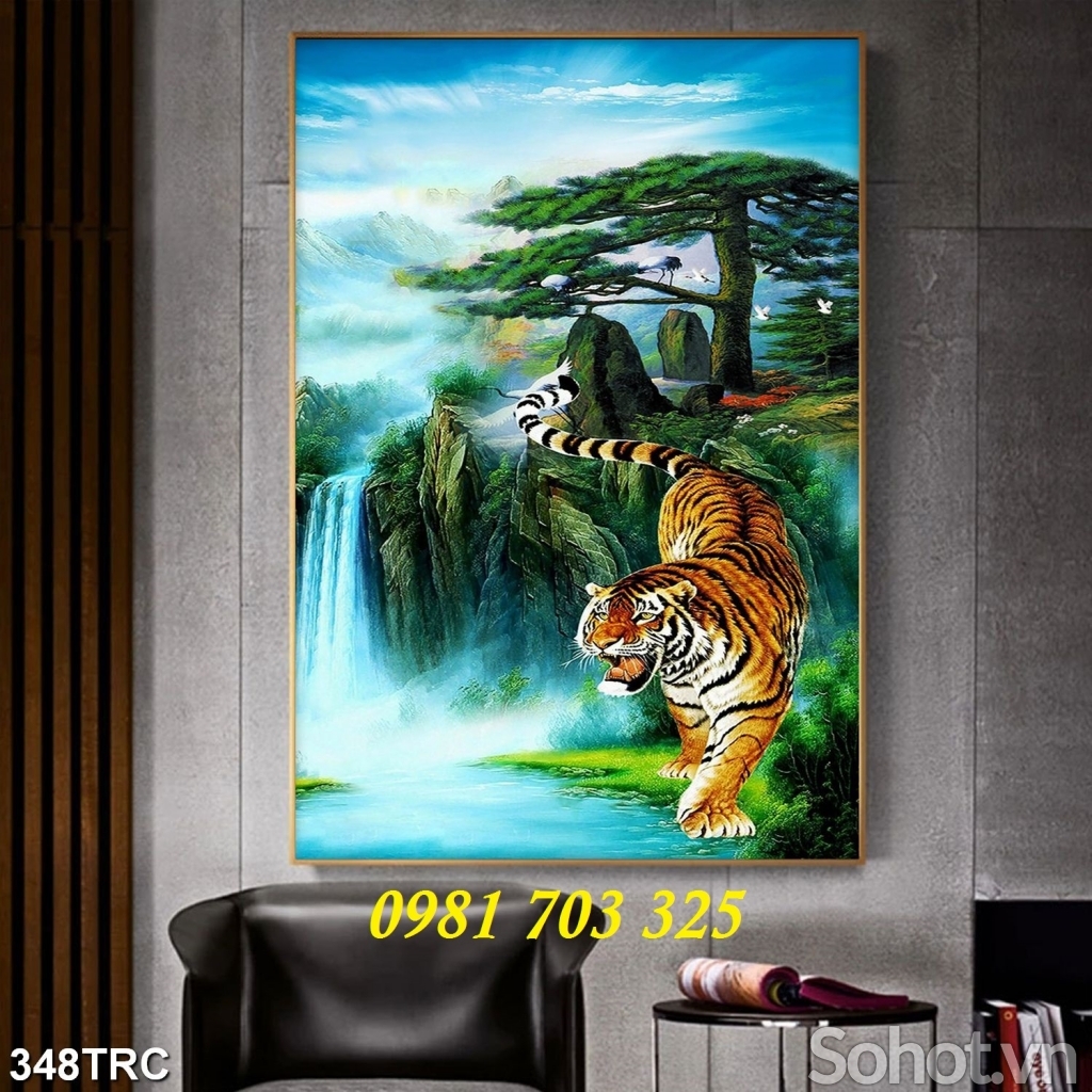 Tranh phong thủy 3D- gạch tranh con hổ