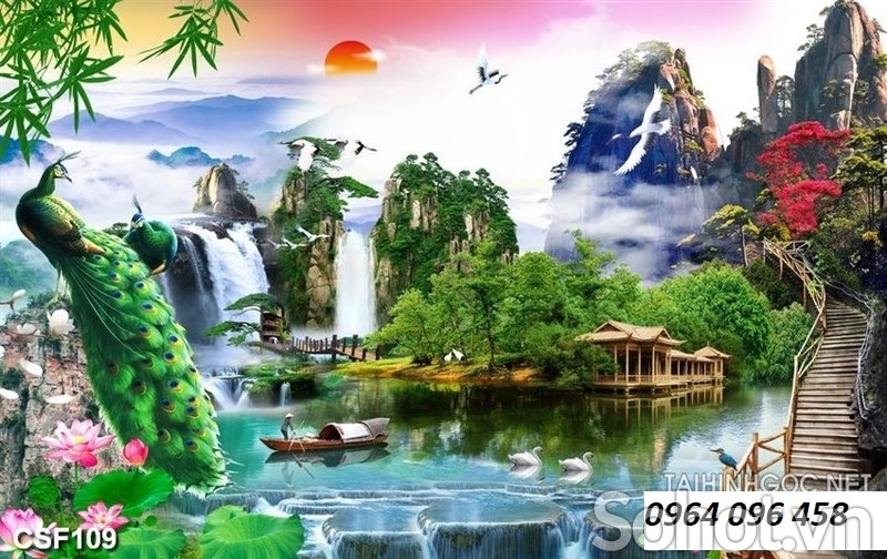 Tranh gạch men 3d ốp tường phong cảnh đồng quê - GDCX43