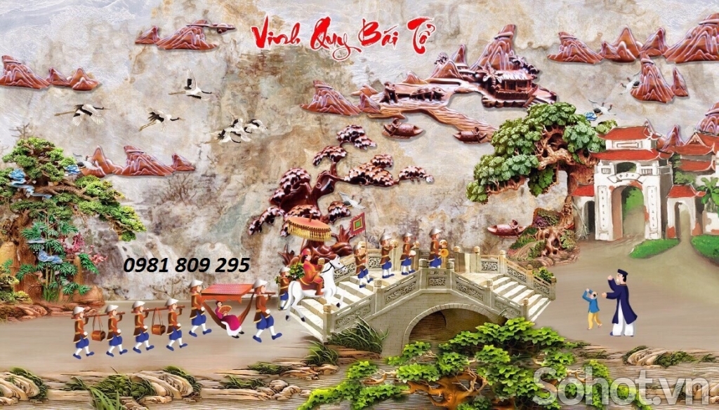 tranh phong cảnh 3d làng quê