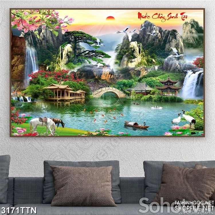 Tranh phong cảnh - tranh gạch 3d phong cảnh - 032SP