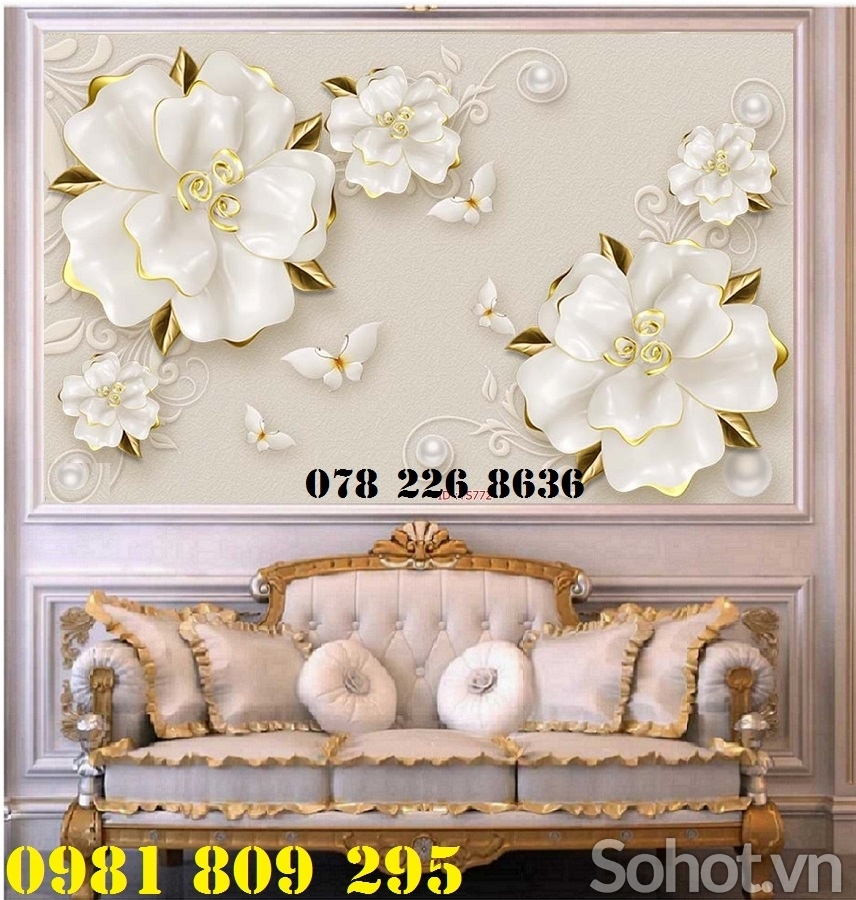 Tranh gạch 3d hoa dán tường