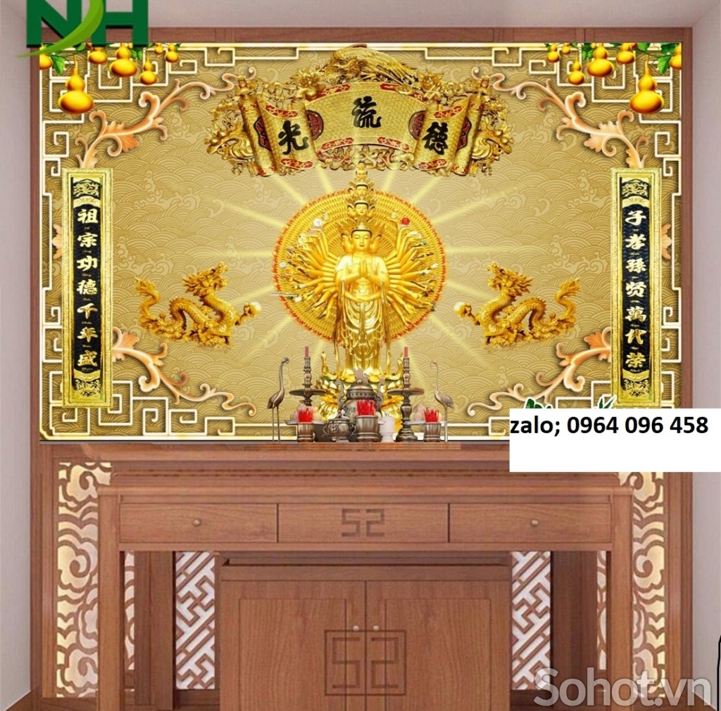 Tranh gạch 3d ốp tường phòng thờ - SXV73