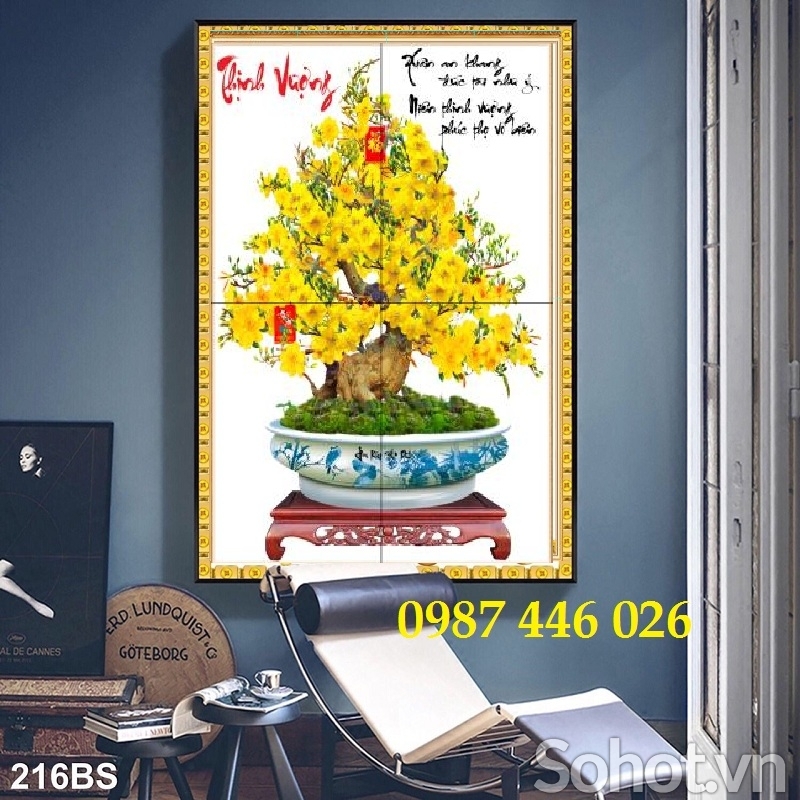 Gach tranh mai vàng 3d HP9283