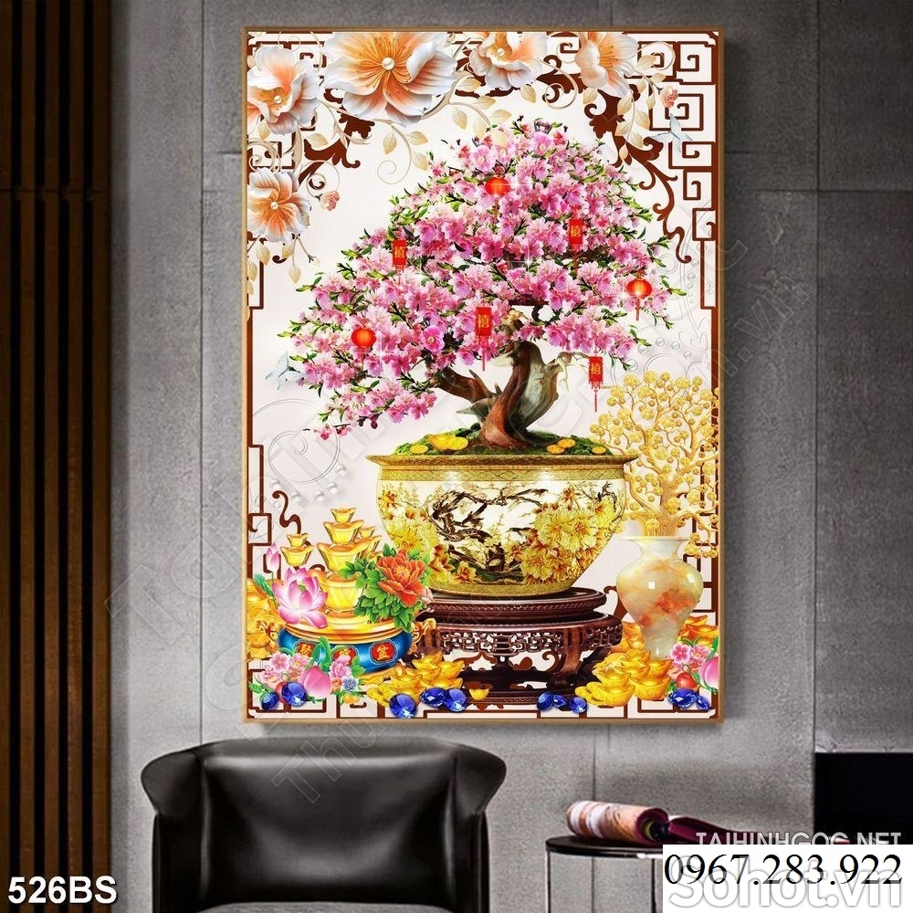 Tranh 3D- Tranh hoa đào