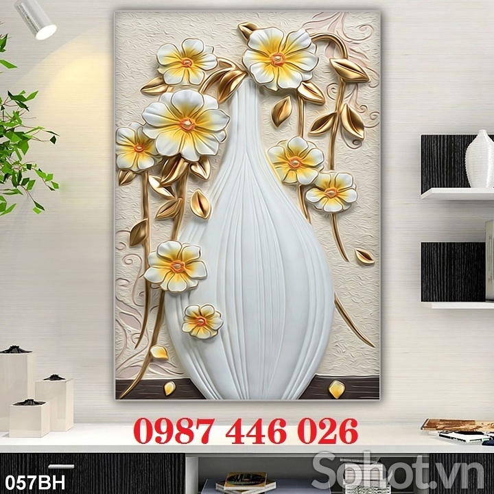 Tranh gạch men bình hoa 3d HP925
