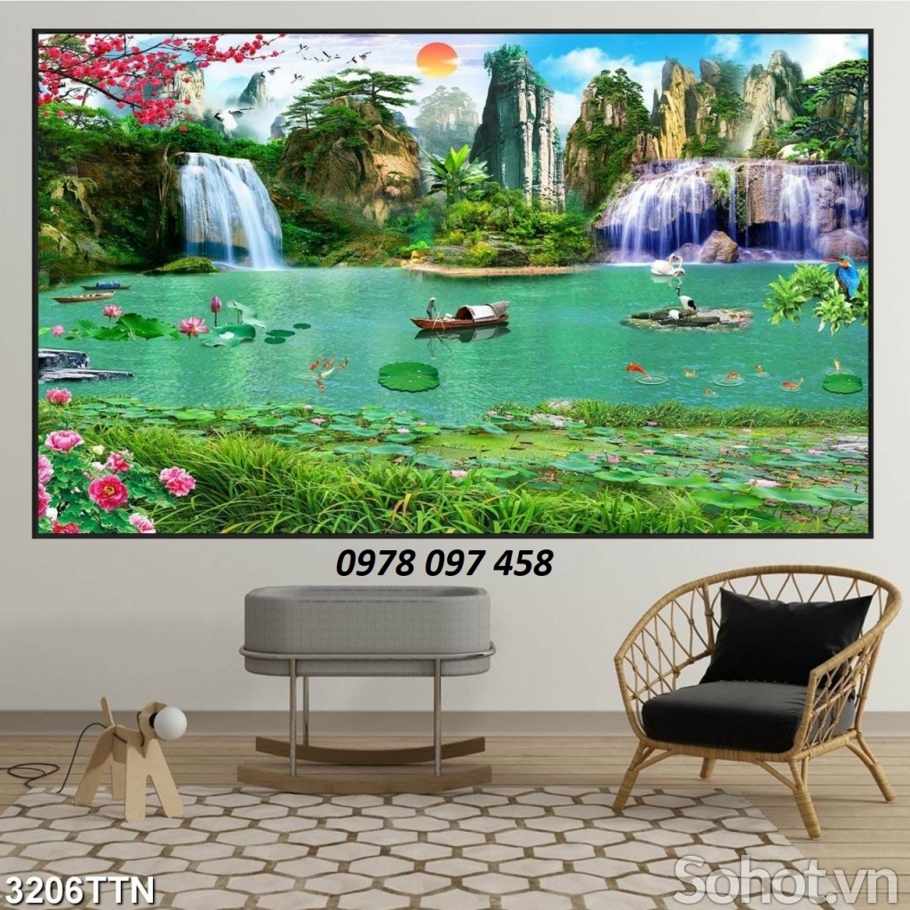Phong cảnh thiên nhiên giao hòa - gạch tranh in 3D