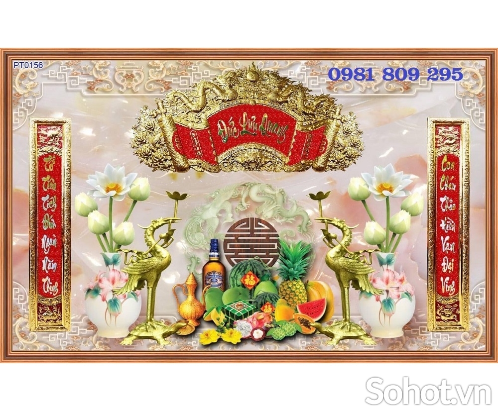 Gạch tranh phòng thờ gia tiên HP373