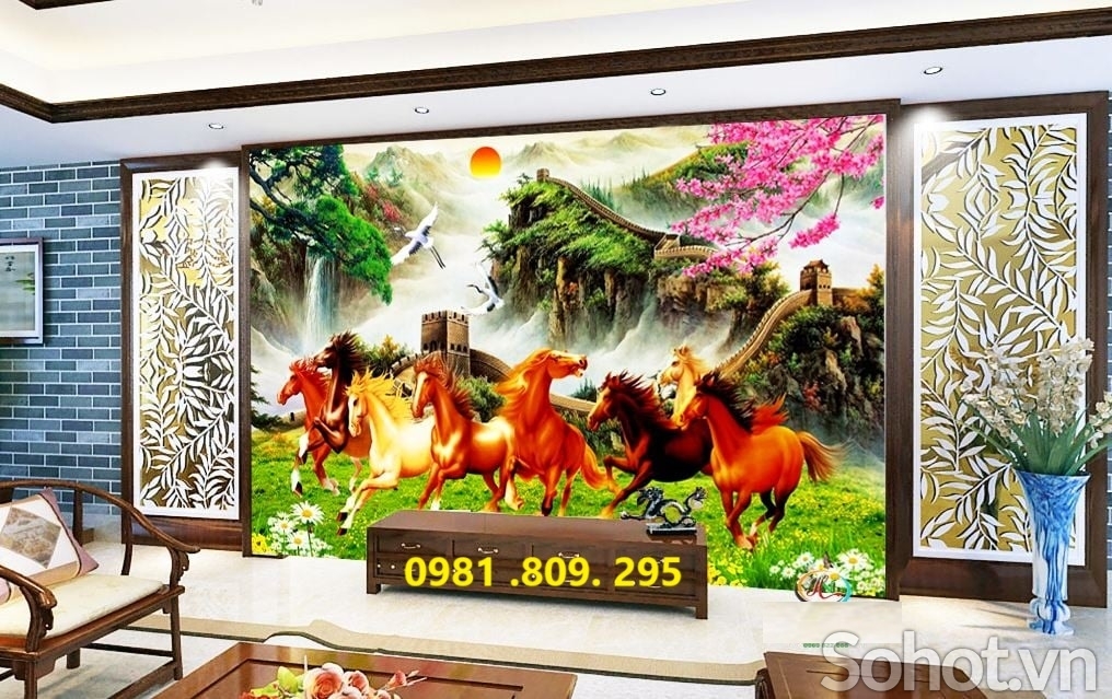 Tranh gạch bát mã 3D đẹp trang trí HD646