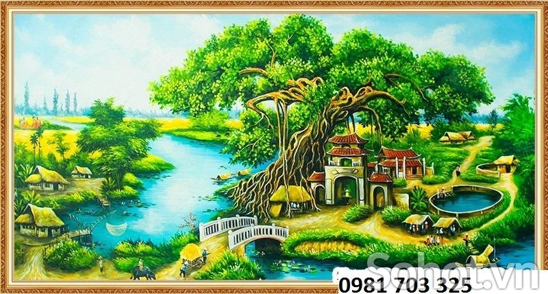 Tranh gạch phong cảnh làng quê