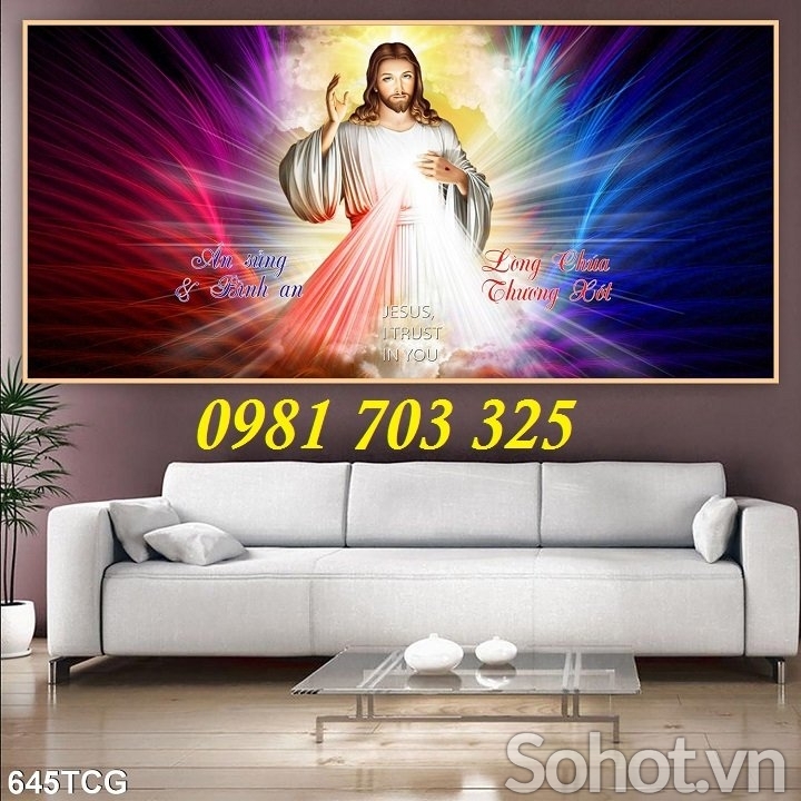Tranh lòng thương xót CHúa, gạch men 3D trang trí