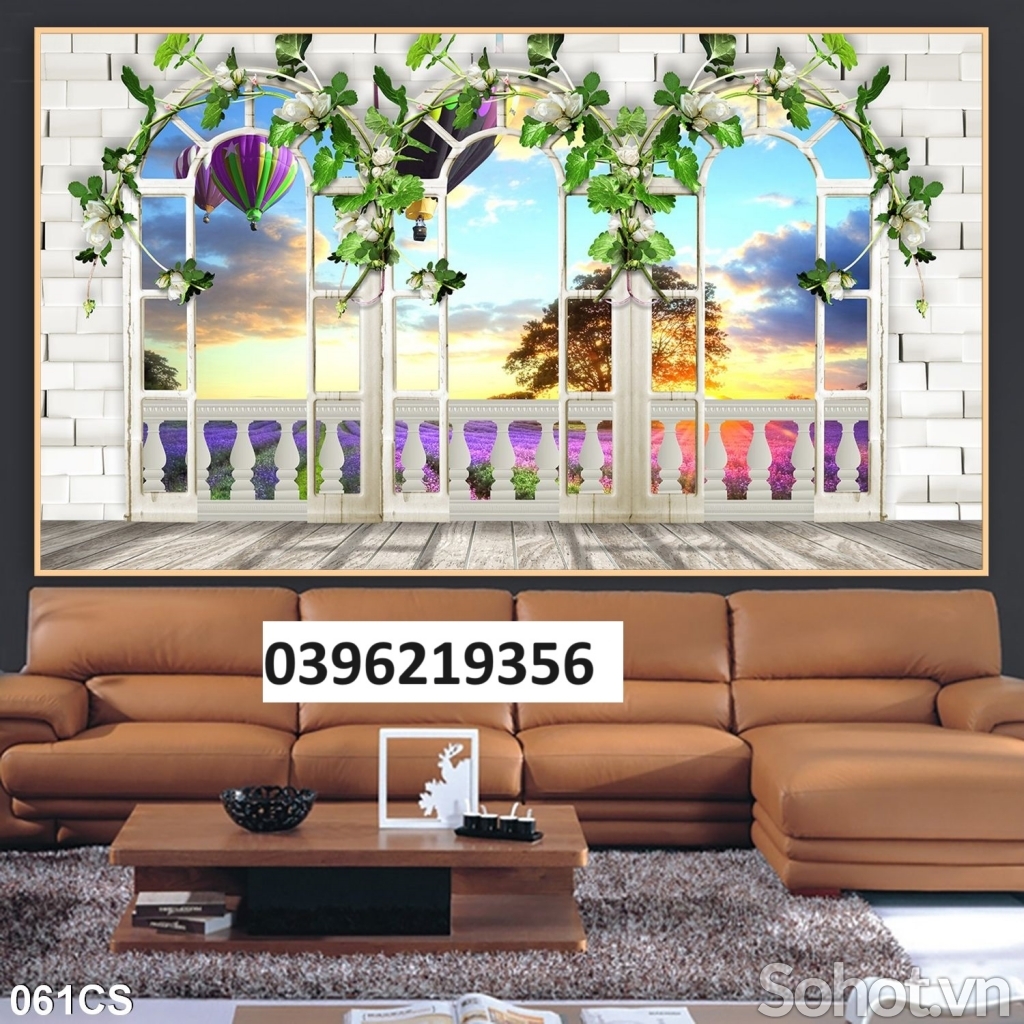 Tranh gạch hình cửa sổ 3D