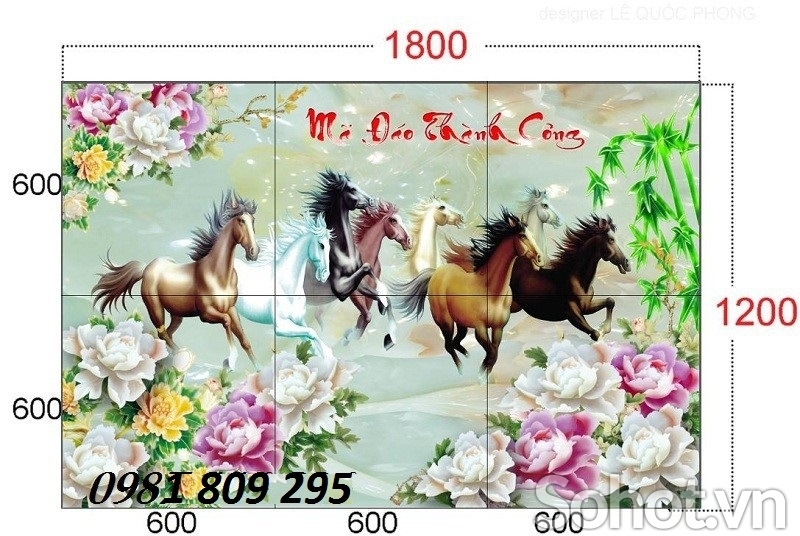 Gạch tranh phong thủy bát mã