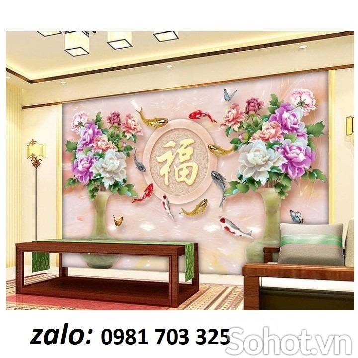 Gạch tranh cá chép ốp tường