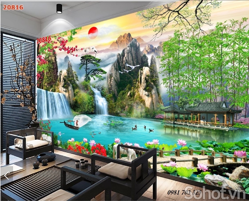 Tranh 3D sơn thủy hữu tình