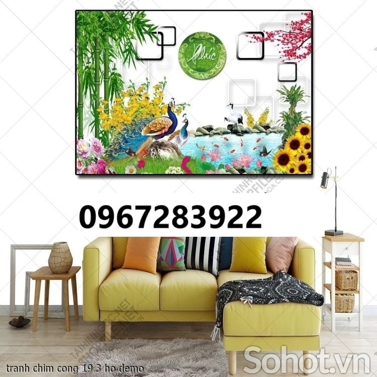 Tranh gạch chim công đẹp
