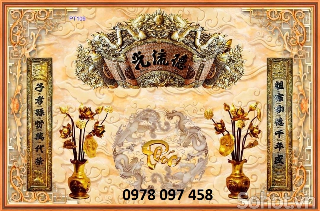 Tranh dán phòng thờ - gạch tranh 3D