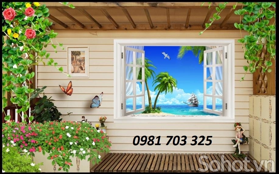 tranh gạch 3D ốp tường phòng khách