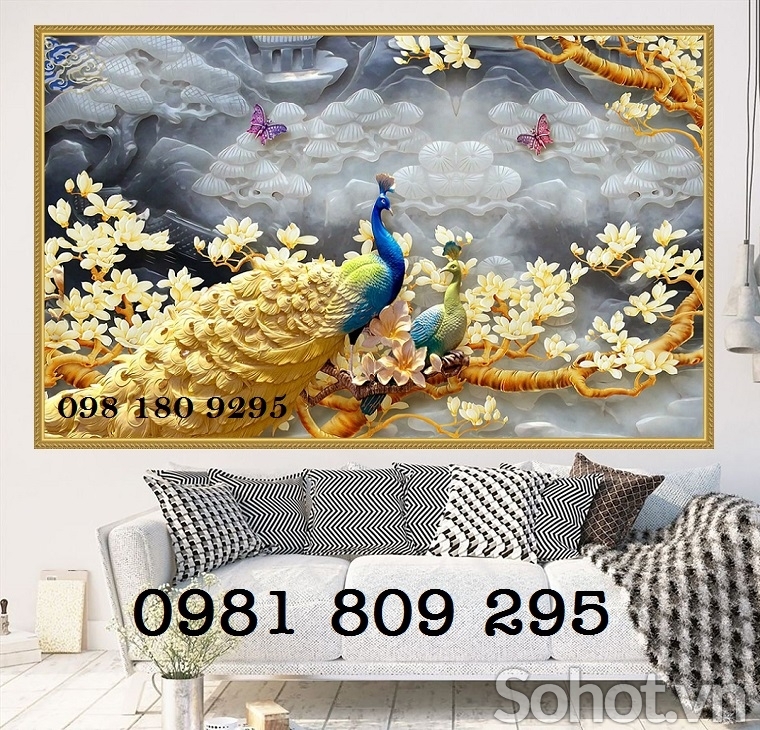 Gạch tranh 3d chim công