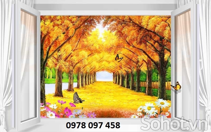 Tranh dán phòng khách - gạch tranh