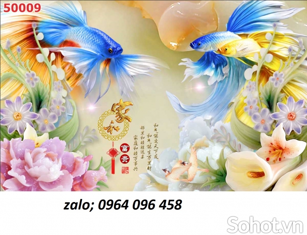 Gạch tranh 3d phong thủy phòng khách - DC632