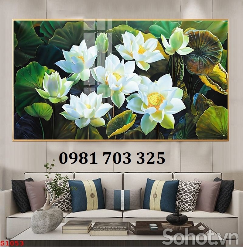 Tranh gạch hoa sen cao cấp trang trí tường
